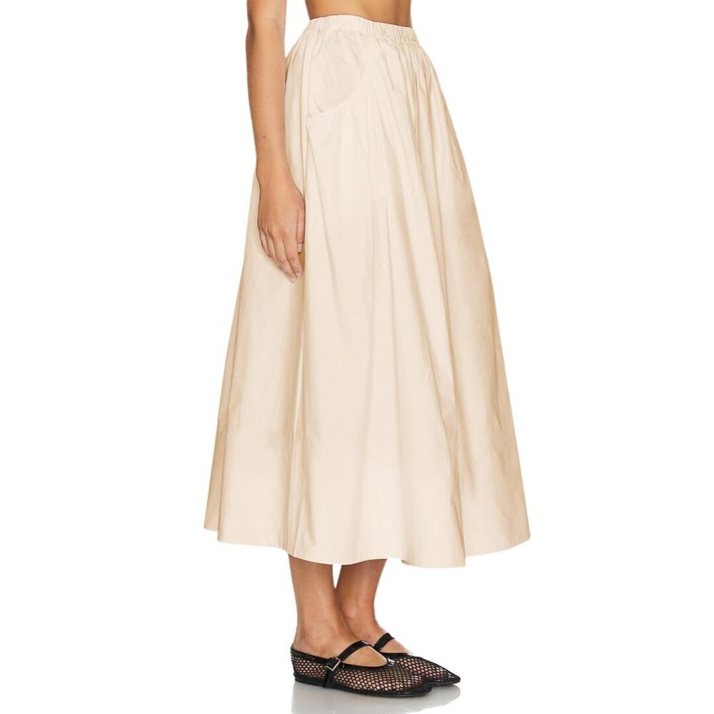 4187 Maxi Skirts Elastic Long Skirt High Waist Long Skirts Beige S - Picture 1 of 5